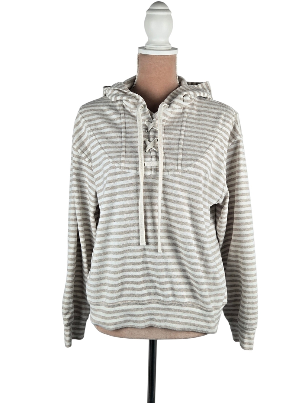Derek Lam 10 Crosby Georgie Tie Sweatshirt Cotton Blend Grey White Large